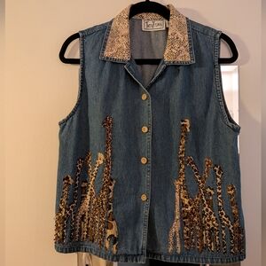 Vintage Denim Vest Giraffe Detailing Tantrums